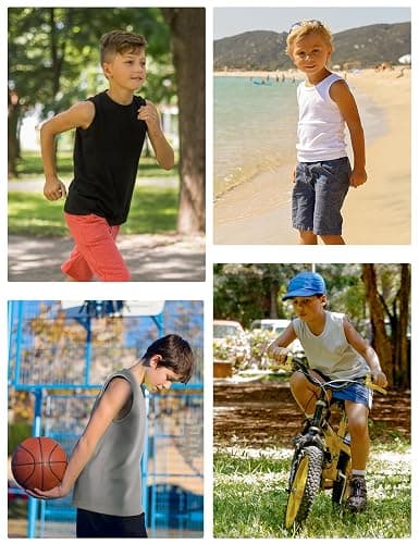 RIKUAOU Boys Compression Tank Tops Athletic Quick Dry Sleeveless Undershirts, Soft Tagless Base Layer Shirt for Kids Youth thumbnail 7