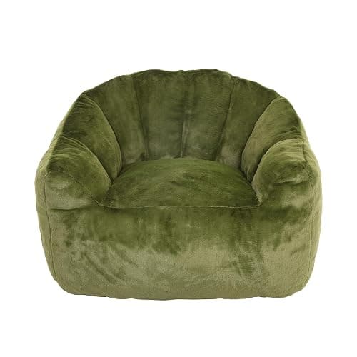 Setawix Giant Bean Bag Chair with Filler, Comfy Faux Fur Bean Bag Chairs for Adults and Kids, Lazy BeanBag Sofa Stuffed Floor Sofa with Memory Foam for Bedroom Apartment Living Room,Green thumbnail 8