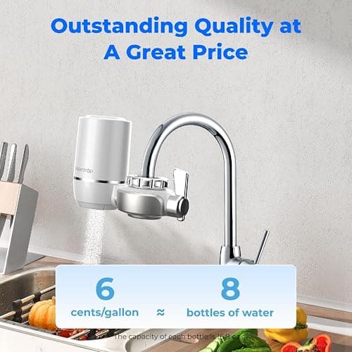 Waterdrop Water Filter for Sink Faucet, NSF Certified Water Purifier, 320 Gallon Tap Water Filter for Kitchen Sink, Reduces Chlorine, Lead-Free Material, Faucet Mount Water Filtration System, 1 Filter - Plastic - Basic Faucet with 1 Filter thumbnail 6