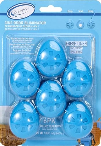 Air Jungles Shoes Deodorizer Ball 6 Count, Fresh Linen Scent, Odor Remover Balls for Sneakers, Gym Bags, Lockers, and Drawers. Essential Oil Provides Natural Freshness - Image 1