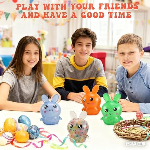 Easter Basket Stuffers,Easter Basket Essentials,4pcs Squishy Easter Bunny Stress Balls for Adults,Easter Stress Relief Fidget Balls,Easter Party Favors Easter Basket Ideas Gifts thumbnail 2