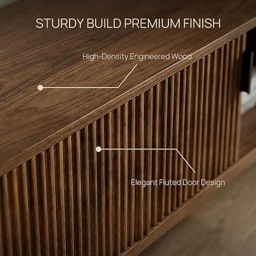 Alpen Fluted TV Stands for Living Room, 58" Mid Century Modern Entertainment Center with Storage, Brown Walnut TV Console for 55/60/65 Inch TV, Wood Television Media Cabinet for Bedroom thumbnail 6