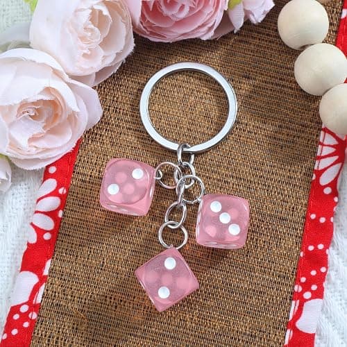 FRULX Creative Dice Keyring, Unique Keychain Gift Ideas for Women, Men, and Friends, Personalised Fashion Accessory and Fun Birthday or Travel Present for Her thumbnail 4