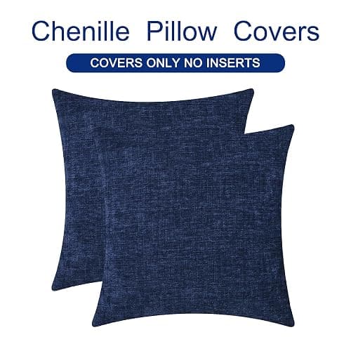 CaliTime Decorative Couch Throw Pillow Covers 18 X 18 Inches Navy Blue | Pack of 2, Cozy Chenille Cushion Cases for Sofa Bed Living Room Farmhouse Home thumbnail 6