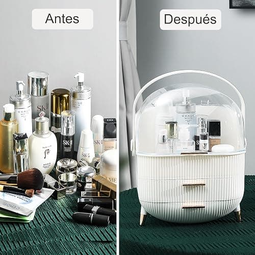 UCAMP Organisateur Maquillage avec porte-pinceaux-Boîte de Rangement de Maquillage 3 niveaux avec poignées et couvercle transparent,Boîte Rangement Maquillage étanche et anti-poussière thumbnail 5