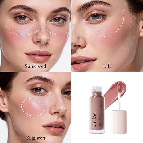 Exmiloo Liquid Blush for Cheeks, Lightweight Liquid Blush for a Natural Look, Buildable & Smooth Sheer Dewy Finish, Vegan & Cruelty-Free, Dewy Hope thumbnail 7