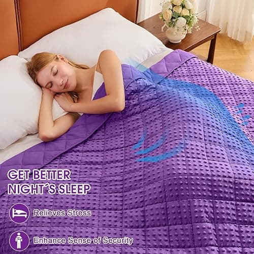 Purple Weighted Blanket for Adults 12lbs, 48"x72", Twin Full Size Cooling Minky Heavy Throw Blanket for 110-130lbs, Soft Winter Thick Big Blankets Weighted Comforter Gift for Sleeping thumbnail 2