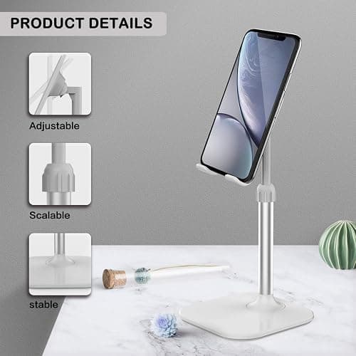 Doboli Cell Phone Stand, Phone Stand for Desk, Phone Holder Stand Compatible with iPhone and All Mobile Phones Tablet, Gifts for Adults Women Men Mom Wife, White thumbnail 4