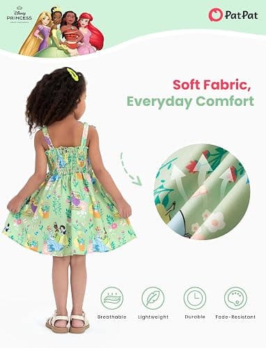 Disney Princess Frozen Elsa Minnie Stitch Toddler Girl Dress Bow Tie Straps Smocked Summer Outfit Birthday Party Clothes 2-9Y thumbnail 4
