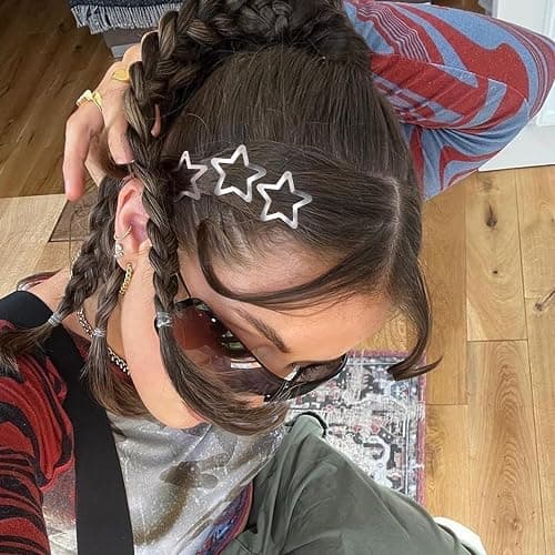 Star Hair Clips 2000s Y2K Snap Hair Barrettes Non Slip Star Hair Accessories Silver Metal Hair Clips for Girls Women -15 PCS 1.57" thumbnail 4