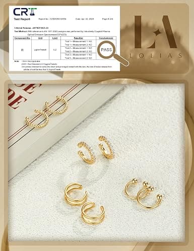 LOLIAS 4 Pairs Ear Cuffs Non Piercing - 14K gold plated Ear Cuff Earrings for Women Ear Cuff for Non Pierced Ears Clip on Cartilage Earring Adjustable Fake Earrings Set thumbnail 4