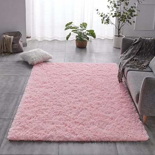 TABAYON Shaggy Pink Rug, 2x3 Area Rugs for Living Room, Anti-Skid Extra Comfy Fluffy Floor Carpet for Indoor Home Decorative thumbnail 2
