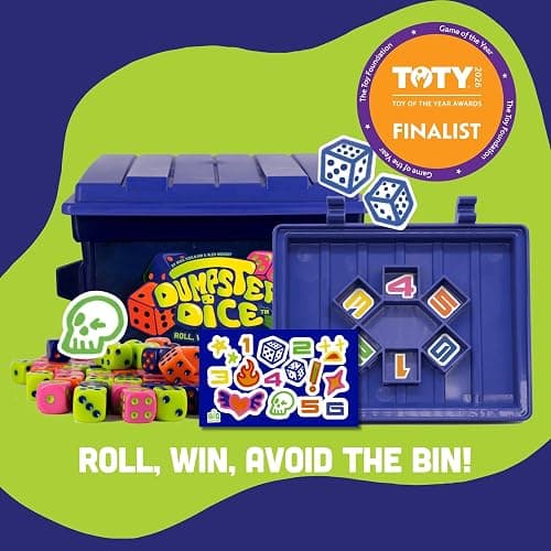 Big Discoveries Dumpster Dice - Fast-Paced Family Dice Game | Fun 4-Player Board and Dice Game with Dumpster, 80 Dice, and Graffiti Stickers | Perfect for Travel, Parties, and Game Night thumbnail 2