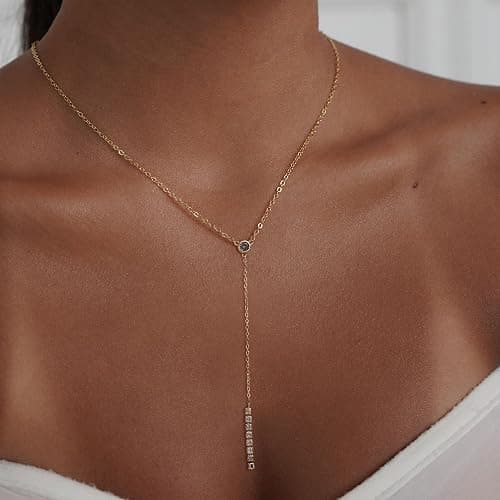 Ewrkbr Long Necklaces for Women, Charm Gold Lariat Necklace 14k Gold Plated Teardrop Drop Necklace Dainty Long Gold Necklaces for Women Trendy Simple Butterfly Pearl Y Long Necklace Jewelry for Women thumbnail 6
