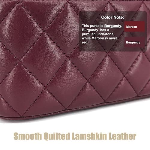 M-ioi-M Small Genuine Leather Purse Quilted Crossbody Bag for Women, Mini Top-Handle Shoulder Handbag w/Gold Chain Strap thumbnail 3