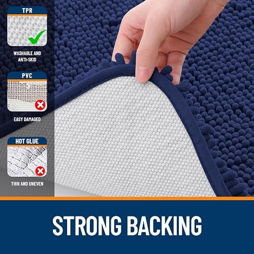 OLANLY Bathroom Rugs 30x20, Extra Soft Absorbent Chenille Bath Rugs, Rubber Backing Quick Dry, Machine Washable Bath Mats for Bathroom Floor, Tub and Shower, Home Decor Accessories, Twilight Sapphire thumbnail 6