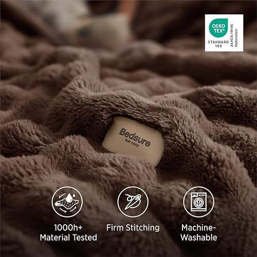 Bedsure Cloud Bubble Brown Throw Blanket for Couch, 50"×60" | Lightweight Decorative, Fleece, Couch/Sofa/Bed, Soft, Cute, Gifts for Women, Room Decor thumbnail 7