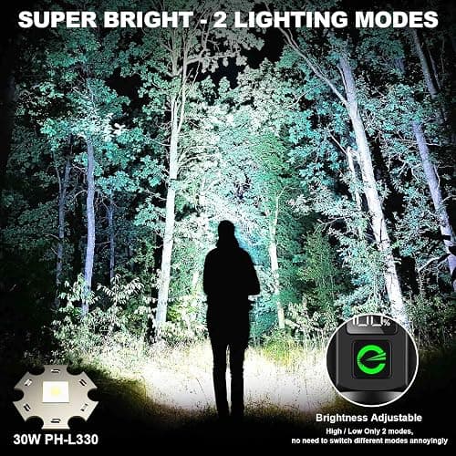 Esgreen Rechargeable Flashlights High Lumens 10000 Single 2 Modes, Super Bright LED Flashlight USB C Long Distance 3280ft, Powerful Long Lasting 10H Heavy Duty Strong Flash Light for Camping Hiking thumbnail 4