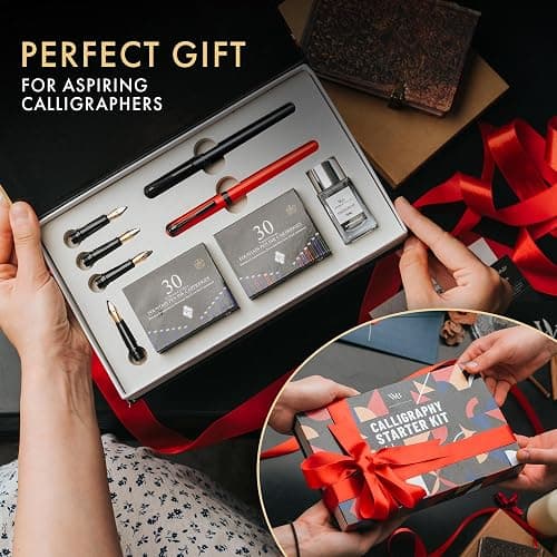 Wordsworth and Black Calligraphy Pen Set - Black - Includes 2 Calligraphy Pens, 18 ML Ink Bottle, 60 Ink Cartridges, Ink Refill Converter, 1 Medium and 4 Broad Nibs, Brush Pen thumbnail 8