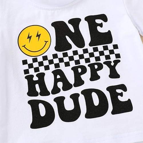 Happy Town Baby Boy Summer Clothes One Happy Dude 1st Birthday Outfits Smile Cool Short Sets thumbnail 5