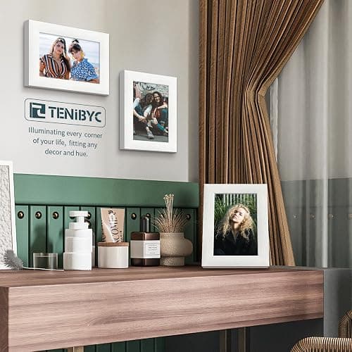 TENIBYC 5x7 Picture Frame 3 Pack - White Woodgrain, Solid Wood & HD Tempered Glass, Table Display or Wall Hanging thumbnail 7