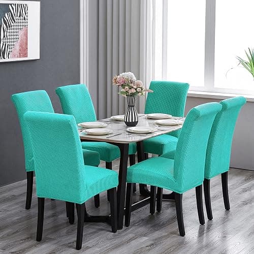 Howhic Stretch Chair Covers for Dining Room Set of 2, Removable Washable Dining Room Chair Covers, Dining Chair Slipcovers Seat Protector, Great for Home and Banquet Decoration (Turquoise, 2 Pack) thumbnail 2