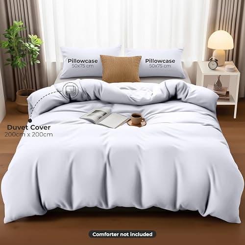 Utopia Bedding Duvet Quilt Cover Set with Pillow cases, Double - Soft Microfibre Polyester (White) thumbnail 4