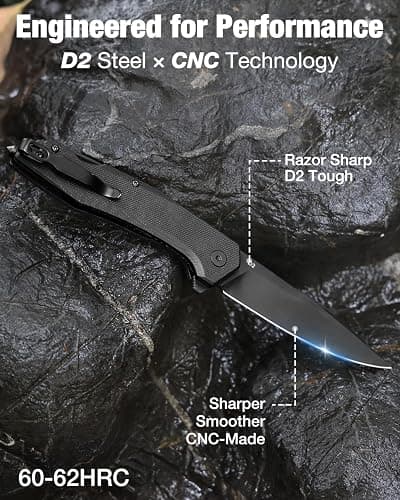 Mossy Oak Folding Pocket Knife with Clip, 3.5" D2 Steel Blade G10 Handle, Small EDC Knife with Glass Breaker, Rope Cutter, Bottle Opener, Screwdrivers for Camping, Survival, Hiking, Outdoor Use thumbnail 4