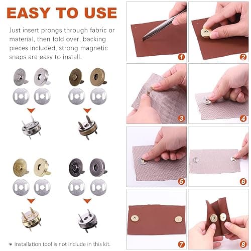 Tanstic 88 Sets 14mm and 18MM 4 Color Magnetic Button Clasps Snaps Fastener Clasps Button Knitting Buttons Sets for Sewing, Craft, Purses, Bags, Clothes, Leather thumbnail 5
