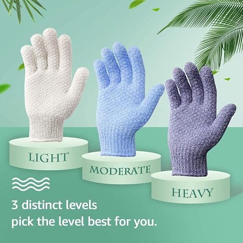 Evridwear Exfoliating Dual Texture Bath Gloves for Shower, Spa, Massage and Body Scrubs, Dead Skin Cell Remover, Gloves with Hanging Loop (1 Pair Heavy Glove) thumbnail 5