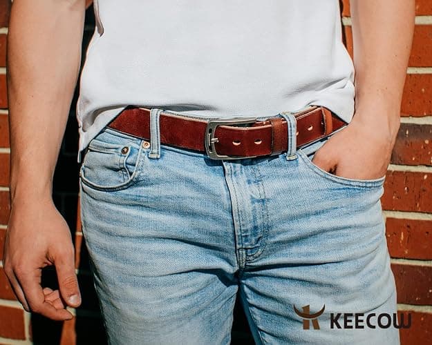KEECOW Men's 100% Italian Cow Leather Belt thumbnail 2