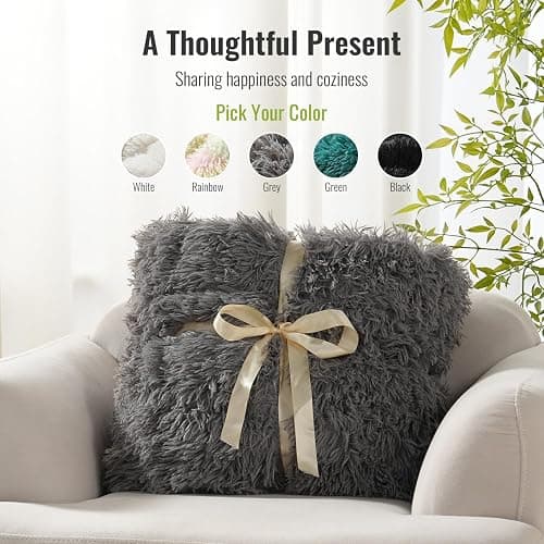 Uttermara Shaggy Weighted Blanket for Adults Queen Size, 20lbs 60"x80" | Soft Plush Fleece; Cozy Sherpa Faux Fur Reverse; Fuzzy Heavy Throw with Glass Beads for Bed; Machine Washable; Grey thumbnail 6