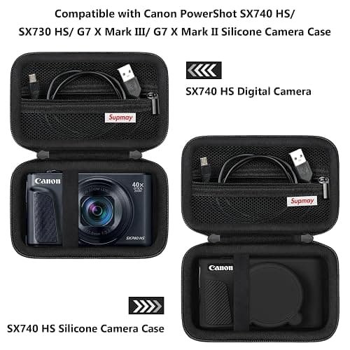 Supmay Hard Carrying Case for Canon PowerShot SX740 HS/ SX730 HS/ SX720 HS/ SX620 HS/ G7 X Mark III/ G7 X Mark II Digital Camera, Storage Holder Travel Bag with Mesh Pocket for Battery Pack, Black thumbnail 4