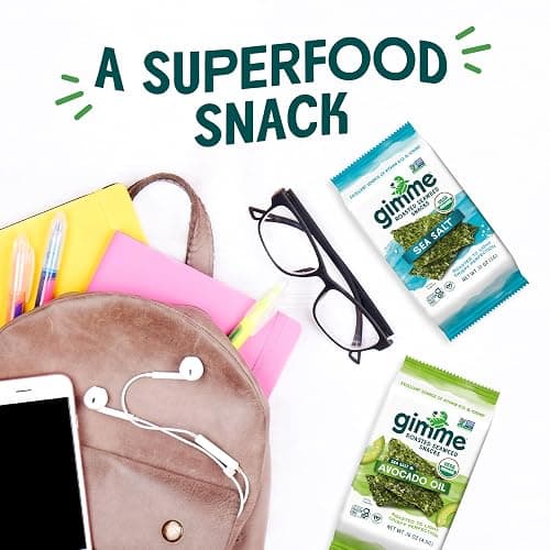 Gimme Seaweed Organic Premium Roasted Seaweed Snacks, Sea Salt & Avocado Oil, 6 Count, Keto, Vegan, Gluten-Free, Great Source of Omega3s and Iodine, Healthy On-The-Go Snack for Kids and Adults thumbnail 7