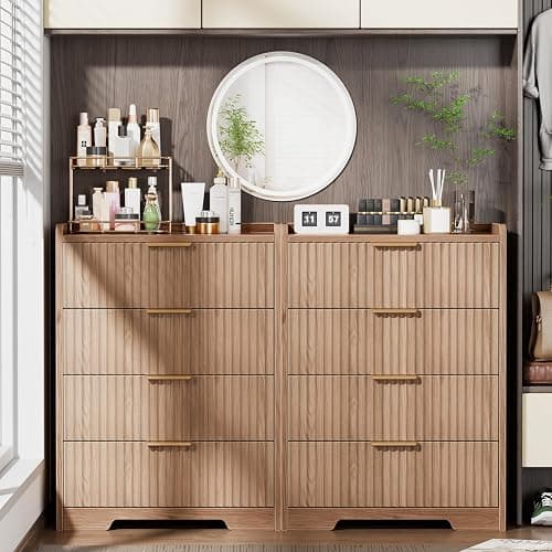 Furnulem 4-Drawer Dresser for Bedroom - Fluted Wood Chest of Drawers Closet Storage Cabinet Organizer for Bedroom, Living Room, Hallway & Office thumbnail 4