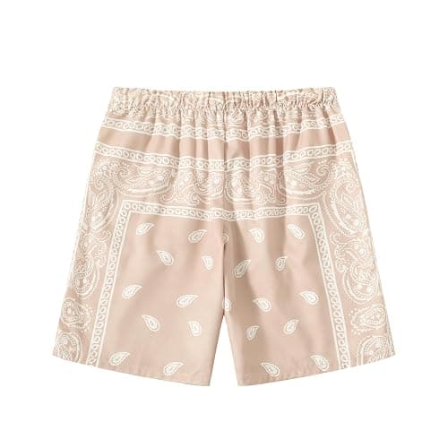 Eymitory Boy's Summer Boho Paisley Print Shorts Casual Kids Drawstring High Waisted Graphic Shorts with Pocket thumbnail 2
