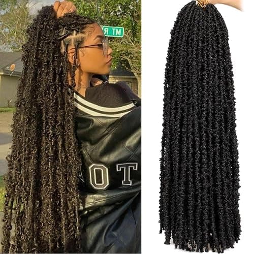 Xtrend 6 Packs Butterfly Locs Crochet Hair 30 Inch Black Pre Looped Distressed Butterfly Locs Crochet Braids Soft Messy Soft Locs Crochet Hair Faux Locs Crochet Hair Extensions 1B# - Image 1