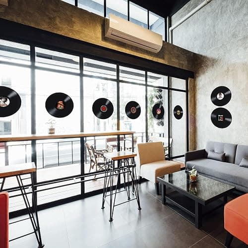 LZYKJGS 6 Stück Vinyl Schallplatte Retro, Schallplatten Dekoration Wand, Rollmusik Partydekoration Schallplatte, für Dekoration von Bars, Café, Zuhause (12 inch) thumbnail 6