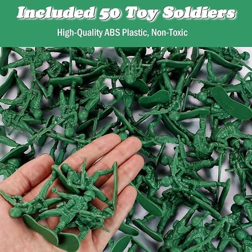 HAPTIME Toys for Boys, Toy Soldiers Set (50 pcs ) , Green Army Men Action Figures, Plastic Military Toys - Inspire Creative Play and Learning Adventures for Kids thumbnail 7