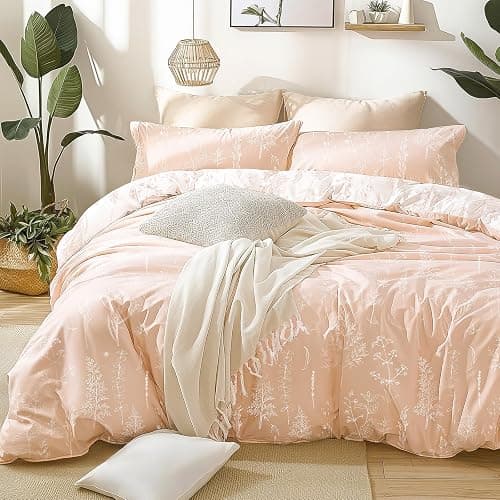 Love's cabin Dusty Rose Pink Twin Comforter Set - Twin XL Size Comforter Set Dorm Bedding, 2 Pieces Cute Floral Bedding, Reversible Flowers Comforter, 1 Comforter & 1 Pillow Sham - Image 1