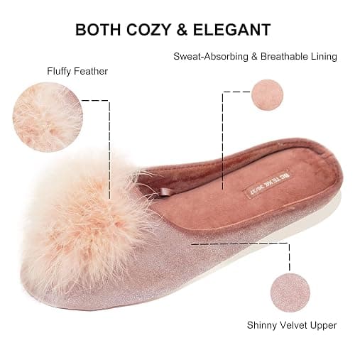 BCTEX COLL Women's Fuzzy Velvet Memory Foam Indoor House Slipper | Cozy Fluffy Bedroom Slipper, Non-slip Sole, Lightweight thumbnail 4
