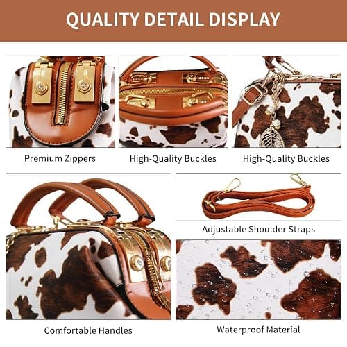 Tigpoy Women's Leather Handbag, Top-Handle Satchel Purse with Crossbody Strap, Fashion Tote Shoulder Bag for Daily Use thumbnail 6