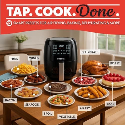Gourmia Air Fryer - 4 Qt Capacity, FryForce360º, Digital Display with 8 Presets, Roast, Bake, Broil, Dehydrate, Dishwasher Safe Accessories, Compact, Black thumbnail 3