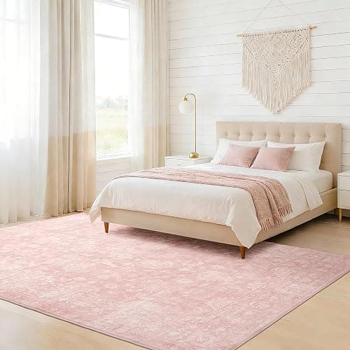FROZZUR Boho Pink Area Rug 5x7 – Soft Washable Vintage Rug with Non-Slip Backing for Living Room, Bedroom & Nursery, Cozy Home Decor thumbnail 3