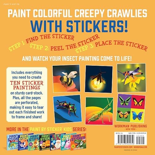 Paint by Sticker Kids: Beautiful Bugs: Create 10 Pictures One Sticker at a Time! (Kids Activity Book, Sticker Art, No Mess Activity, Keep Kids Busy) thumbnail 2