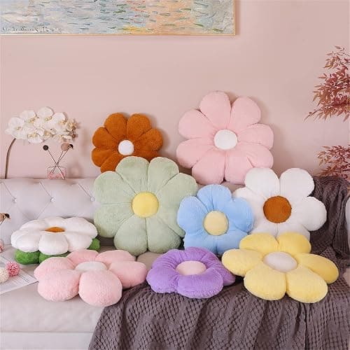 LANFIRE Blume Plüsch Kissen Bodenkissen Dekoratives Blumenkissen Sitzkissen Schlafsofa Kissen Möbel Innenkissen (40CM, Rosa) thumbnail 3