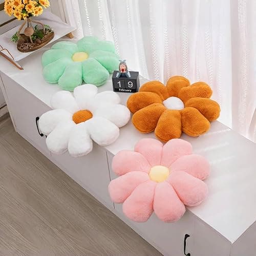 Aryan Coussin Fleur, Coussins Décoratifs Blancs, Coussin de Sol Mignon, Coussins Décoratifs Preppy pour la Chambre, Canapé ou Sofa 38 cm thumbnail 8