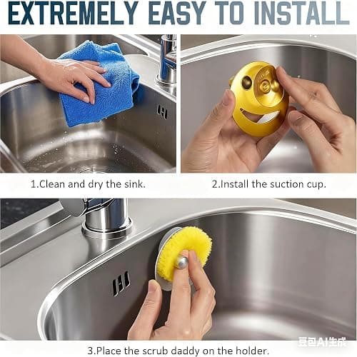 Yoshiky Stainless Steel Smiley Face Sponge Holder, Silver Sink Caddy Organizer Storage with Suction Cup for Kitchen, Kitchen Accessories Decor Scrubber-Gold thumbnail 3