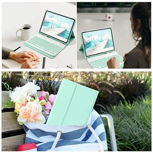 PboyiqiS Keyboard Case for iPad 11th(A16)/iPad 10th Generation 2022 with Mouse Detachable Wireless Bluetooth Keyboard Pencil Holder Slim Leather Cover for iPad11/iPad10, (Teal) thumbnail 7