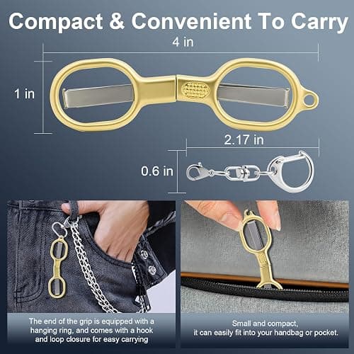 2 Pcs Folding Stainless Steel Portable Mini Small Travel Scissors, Safety Foldable Pocket Badge Nursing Scissors with 2 Keychain for Travel, Home, Office, Craft, Sewing (Gold) thumbnail 2